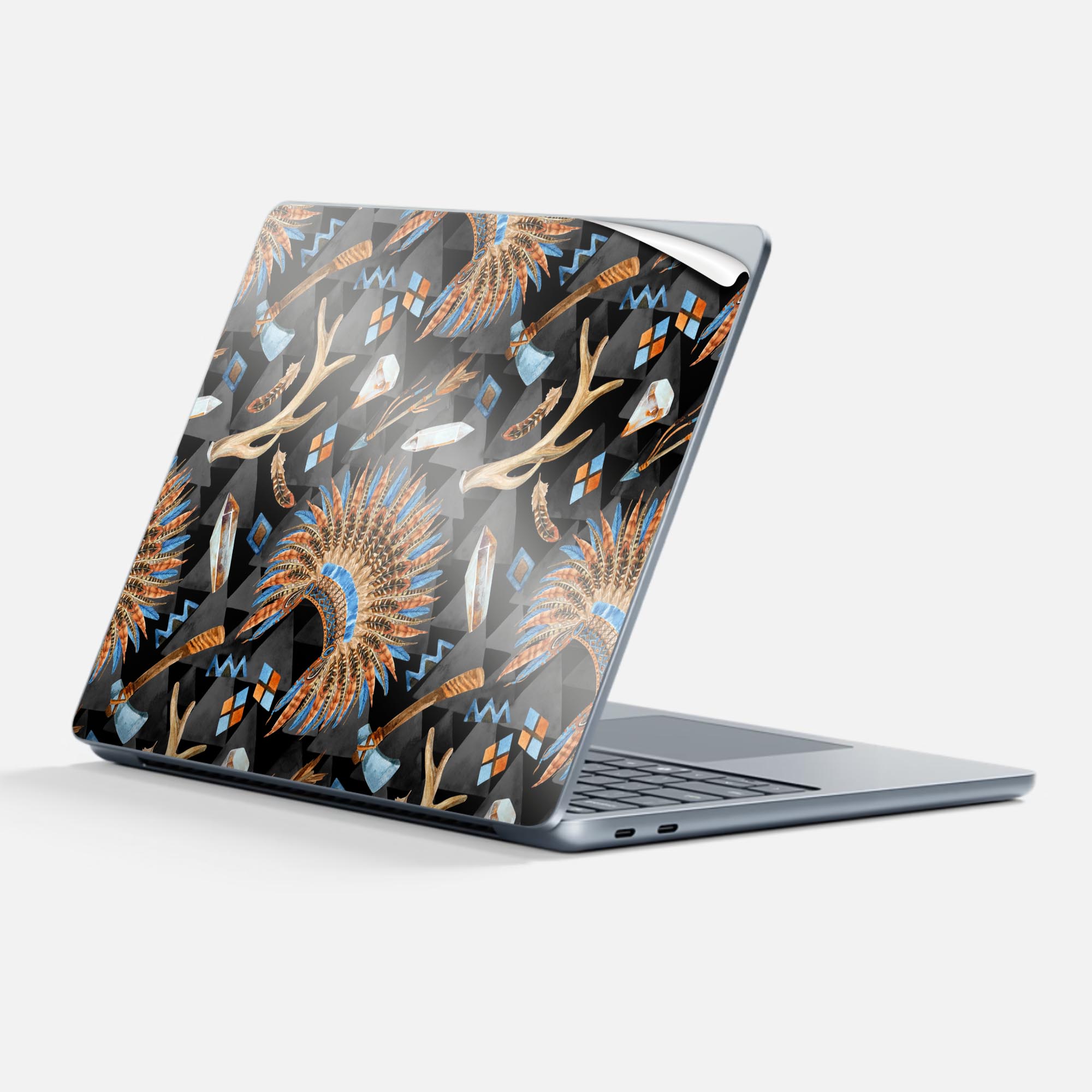 Surface Laptop 第7世代 13 インチ 用 スキンシール 全面スキンシール フル 背面 底 ステッカー 保護シール キャラクター かわいい 014541 模様 インディアン