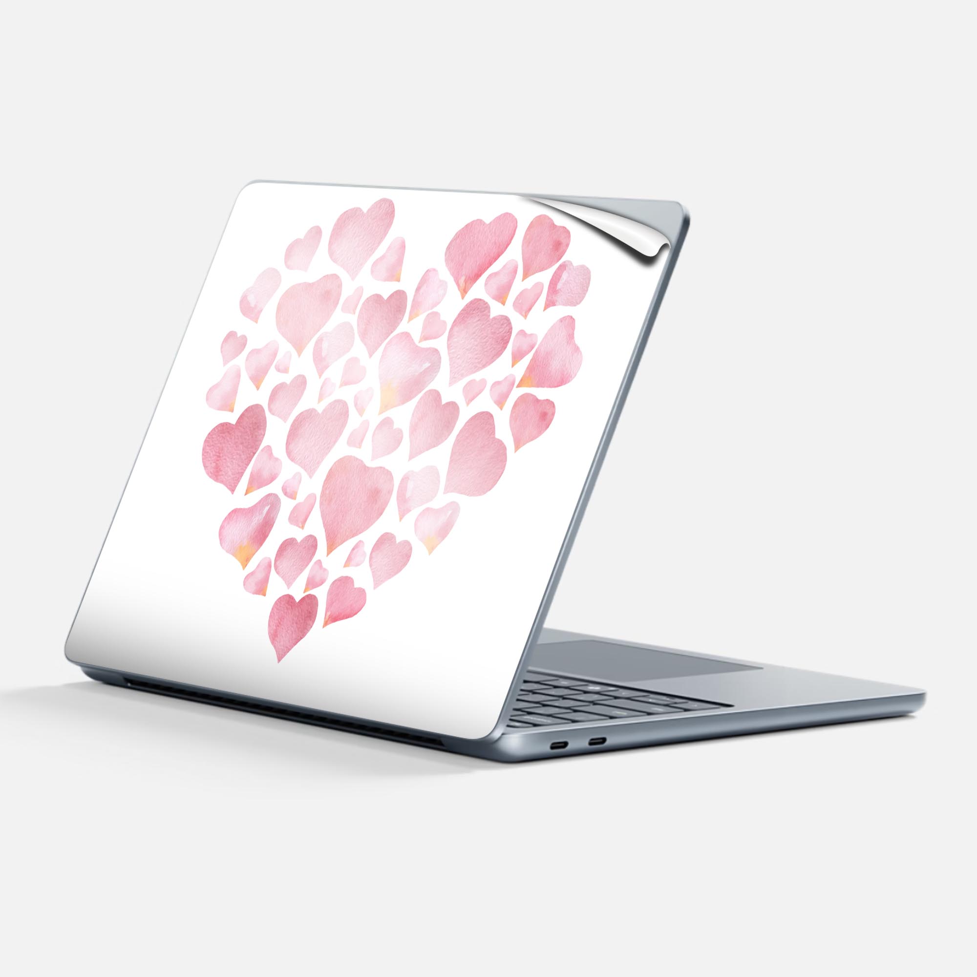 Surface Laptop 第7世代 13 インチ 用 スキンシール 全面スキンシール フル 背面 底 ステッカー 保護シール キャラクター かわいい 015366 ハート ピンク 英字