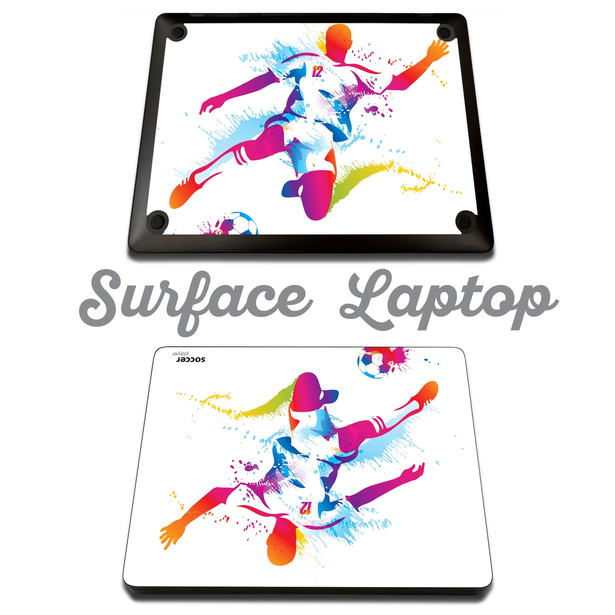 Surface Laptop 第7世代 13.8 / 15 インチ 用 スキンシール 全面スキンシール フル laptop7用 背面 底 ステッカー 保護シール キャラクター かわいい 002784 スポーツ　カラフル