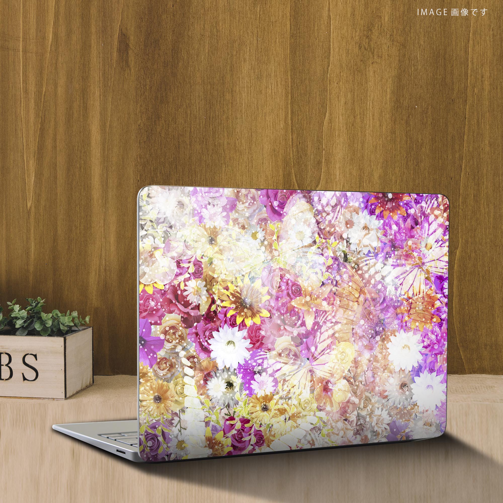 Surface Laptop 第7世代 13.8 / 15 インチ 用 スキンシール 全面スキンシール フル laptop7用 背面 底 ステッカー 保護シール キャラクター かわいい 014158 花　　カラフル