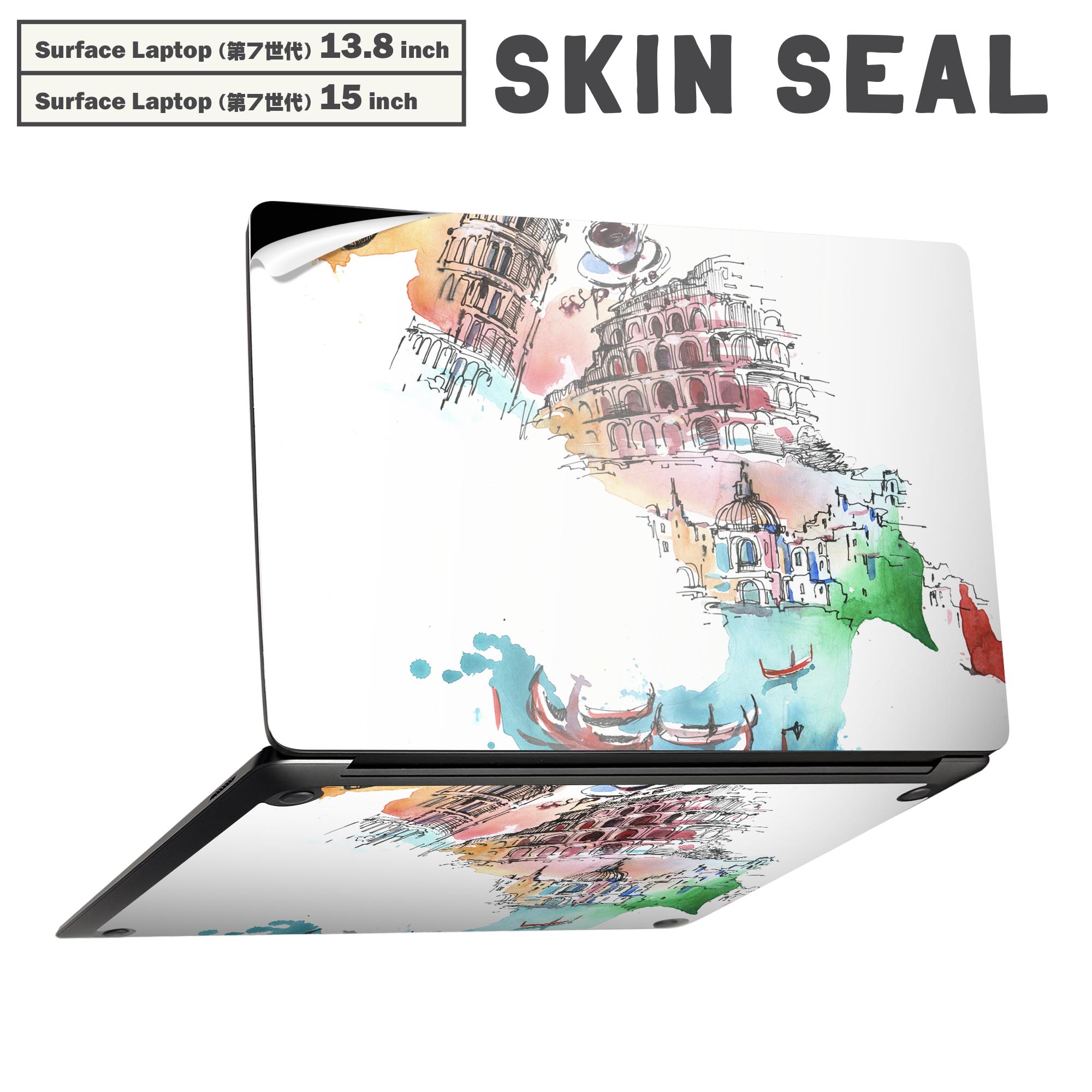 商品特徴・貼るだけでかんたん着せ替え、Surfac Laptop(第7世代) 13.8インチ・15インチ 共通対応デザインスキンシール・高精細プリントで写真と遜色のない仕上がり！半光沢シートでしっとりツヤのある表現力・ちょっとしたすり傷からSurface本体を保護・接着部はエアフリー素材で気泡の心配も軽減・再剥離素材なので貼り付け時の調整も安心注意事項画像はサンプルですので、ご覧の環境によっては多少色味に違いを感じる場合がございます。 イメージと違った、モニターと色味が異なるという理由での交換や返金はご対応出来かねます。スキンシールのみの販売で、本体は付属しません。また、シールは背面部用のみとなります。初回貼付時の位置調整や貼り直しは可能ですが、しっかりと押し付けて接着させた後の再剥離、再利用は保証しておりません。また接着部に油分や汚れが付着しますと角の部分は剥がれやすくなりますので、貼付時はあまり触れないようにご注意ください。無地のセミグロスシートにデザインをプリントした商品で、デコなどの加工はございません。 凹凸や光沢があるように見えたり布地や金属を素材にしたように見える商品もありますが、デザインの図版によるものです。印刷時に微妙な画像のズレが生じる場合がございます。ご注文後に1点1点制作する受注生産品の為、不良品以外のご返品や交換は固くお断りします。 発送について完全受注生産のハンドメイド商品となりますので、既製品と比べて発送までお時間を頂いています。 基本的に決済確認後、最大で10営業日での発送となります。繁忙期や休業日明けの場合はさらに時間がかかる場合があります。 その際には別途メールにてご連絡致します。メール便の場合、発送日から到着までに2?4日ほどかかる場合が多く、紛失などの保障もご対応できかねます。あらかじめご了承下さい。