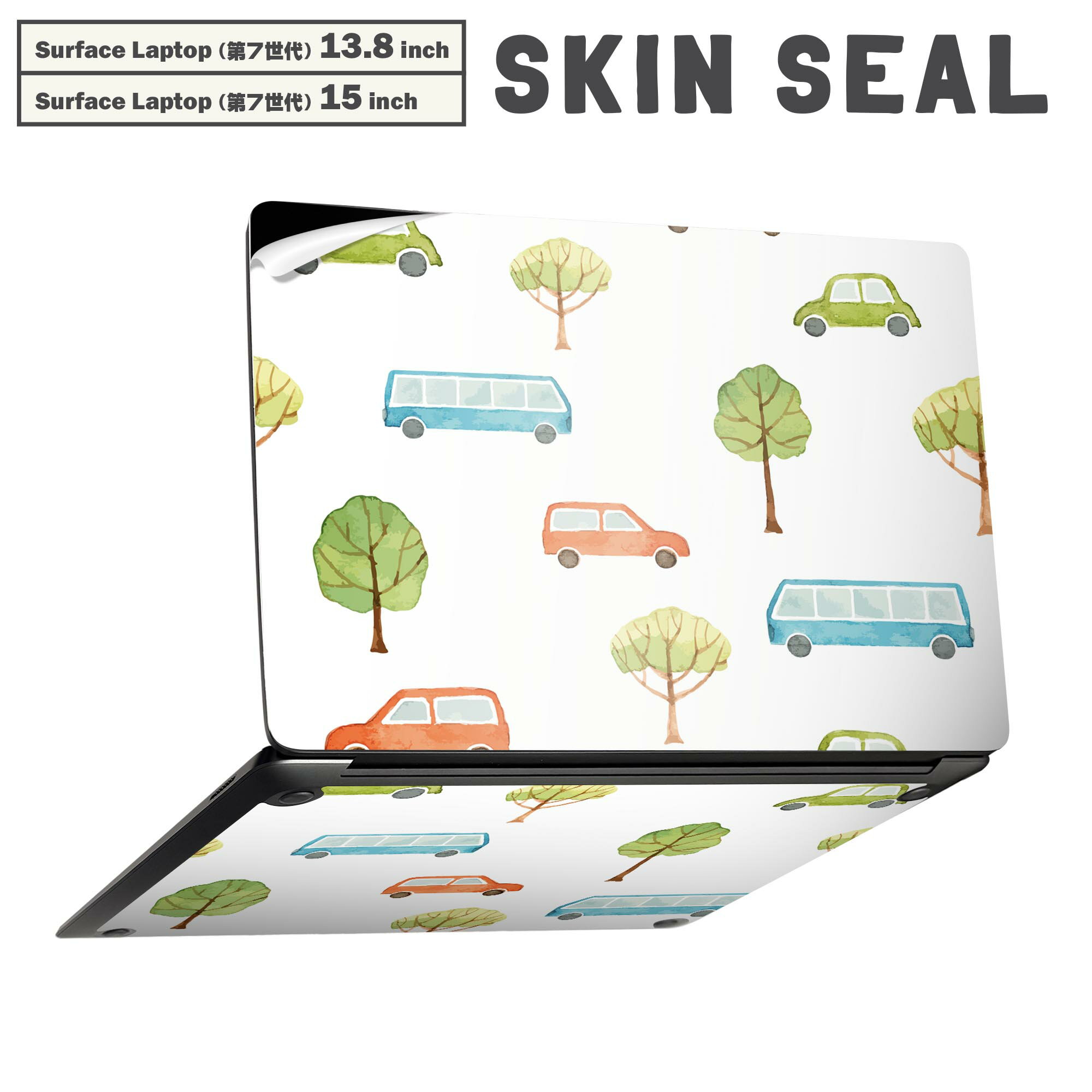 商品特徴・貼るだけでかんたん着せ替え、Surfac Laptop(第7世代) 13.8インチ・15インチ 共通対応デザインスキンシール・高精細プリントで写真と遜色のない仕上がり！半光沢シートでしっとりツヤのある表現力・ちょっとしたすり傷からSurface本体を保護・接着部はエアフリー素材で気泡の心配も軽減・再剥離素材なので貼り付け時の調整も安心注意事項画像はサンプルですので、ご覧の環境によっては多少色味に違いを感じる場合がございます。 イメージと違った、モニターと色味が異なるという理由での交換や返金はご対応出来かねます。スキンシールのみの販売で、本体は付属しません。また、シールは背面部用のみとなります。初回貼付時の位置調整や貼り直しは可能ですが、しっかりと押し付けて接着させた後の再剥離、再利用は保証しておりません。また接着部に油分や汚れが付着しますと角の部分は剥がれやすくなりますので、貼付時はあまり触れないようにご注意ください。無地のセミグロスシートにデザインをプリントした商品で、デコなどの加工はございません。 凹凸や光沢があるように見えたり布地や金属を素材にしたように見える商品もありますが、デザインの図版によるものです。印刷時に微妙な画像のズレが生じる場合がございます。ご注文後に1点1点制作する受注生産品の為、不良品以外のご返品や交換は固くお断りします。 発送について完全受注生産のハンドメイド商品となりますので、既製品と比べて発送までお時間を頂いています。 基本的に決済確認後、最大で10営業日での発送となります。繁忙期や休業日明けの場合はさらに時間がかかる場合があります。 その際には別途メールにてご連絡致します。メール便の場合、発送日から到着までに2?4日ほどかかる場合が多く、紛失などの保障もご対応できかねます。あらかじめご了承下さい。