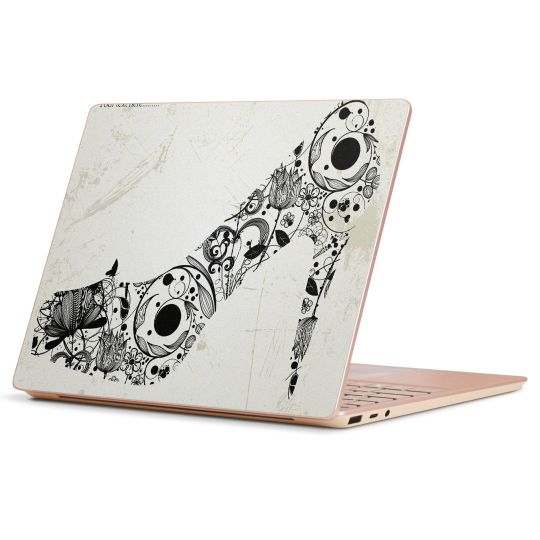 Surface Laptop Go (2020) 専用 スキンシール Microsoft サーフェス サーフィス ノートブック ノートパソコン カバー ケース フィルム ステッカー アクセサリー 保護 000115 ハイヒール　靴　お花　英字