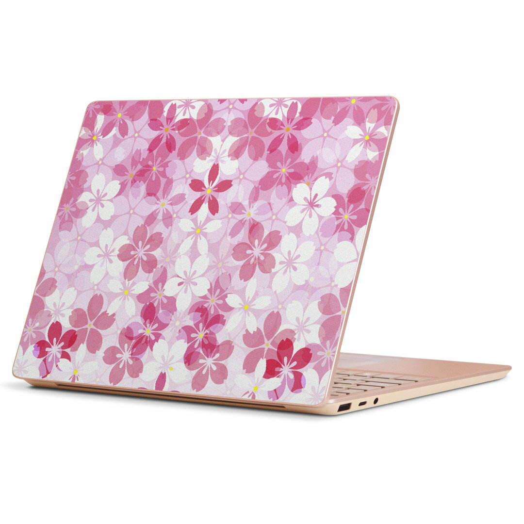 Surface Laptop Go (2020) 専用 スキンシール Microsoft サーフェス サーフィス ノートブック ノートパソコン カバー ケース フィルム ステッカー アクセサリー 保護 000165 桜柄　さくら　ピンク