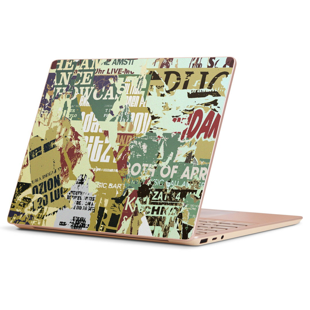 Surface Laptop Go (2020) 専用 スキンシール Microsoft サーフェス サーフィス ノートブック ノートパソコン カバー ケース フィルム ステッカー アクセサリー 保護 002523 英語　文字　ビンテージ