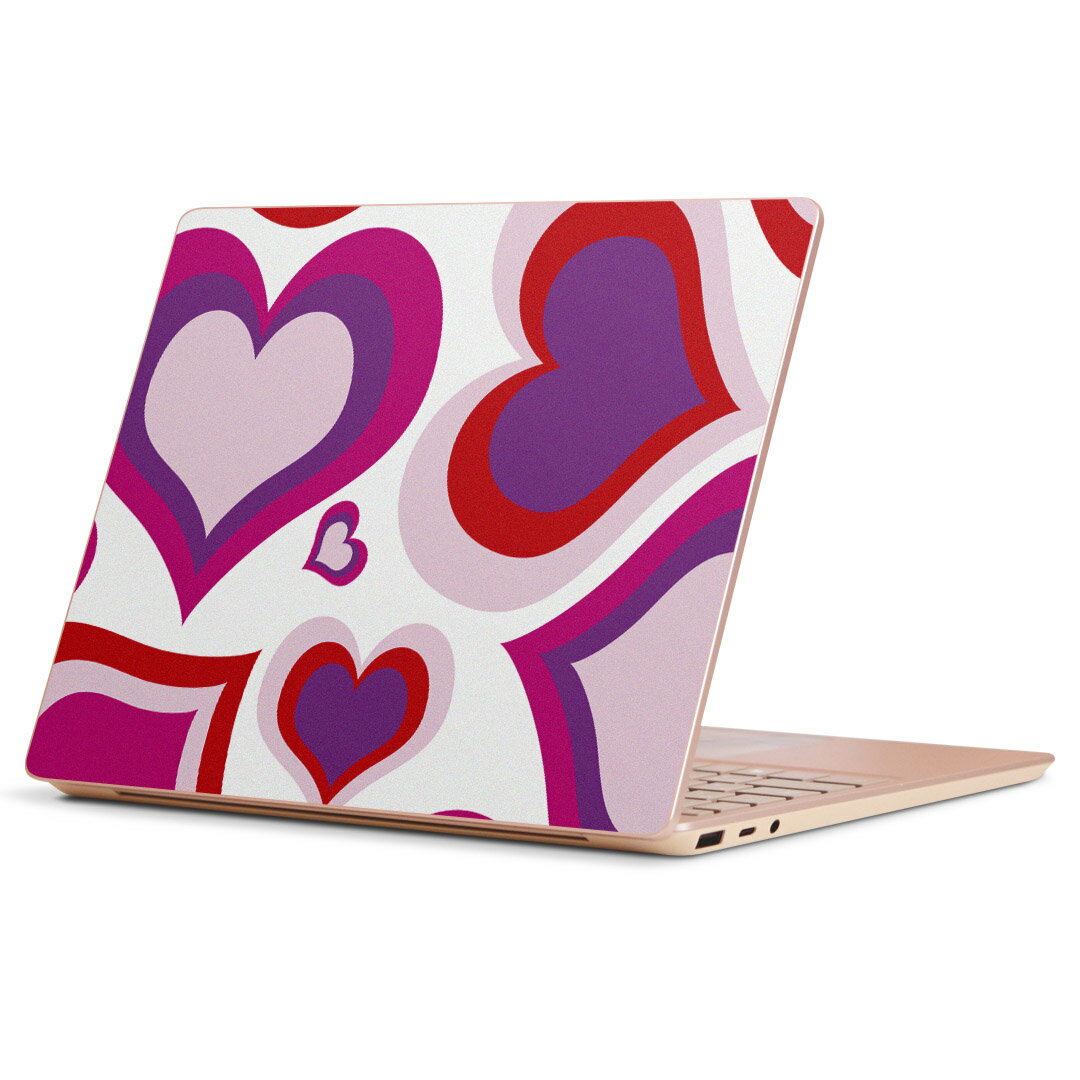 Surface Laptop Go (2020) 専用 スキンシール Microsoft サーフェス サーフィス ノートブック ノートパソコン カバー ケース フィルム ステッカー アクセサリー 保護 004386 ハート　模様　ピンク