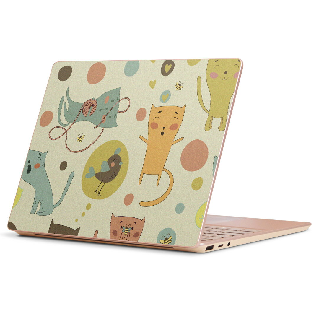 Surface Laptop Go (2020) 専用 スキンシール Microsoft サーフェス サーフィス ノートブック ノートパソコン カバー ケース フィルム ステッカー アクセサリー 保護 006245 ねこ　猫　イラスト