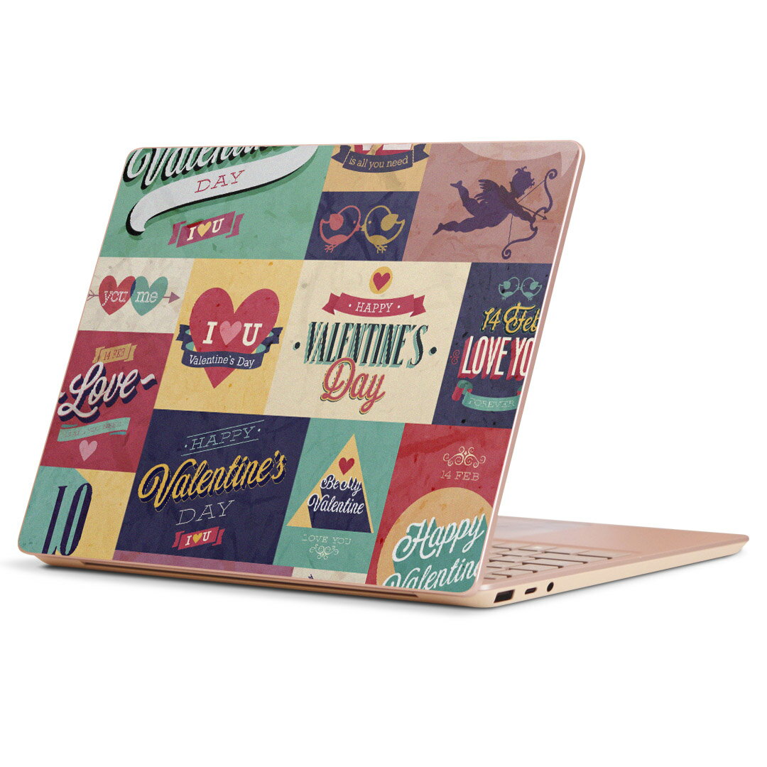 Surface Laptop Go (2020) 専用 スキンシール Microsoft サーフェス サーフィス ノートブック ノートパソコン カバー ケース フィルム ステッカー アクセサリー 保護 007377 文字　英語　カラフル　レトロ
