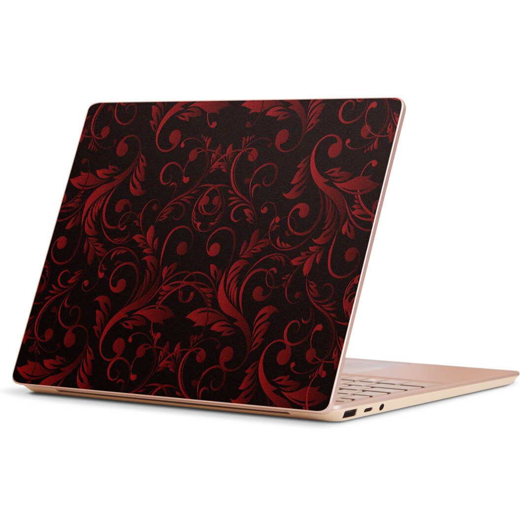 Surface Laptop Go (2020) 専用 スキンシール Microsoft サーフェス サーフィス ノートブック ノートパソコン カバー ケース フィルム ステッカー アクセサリー 保護 008817 赤　レッド　黒　ブラック　模様