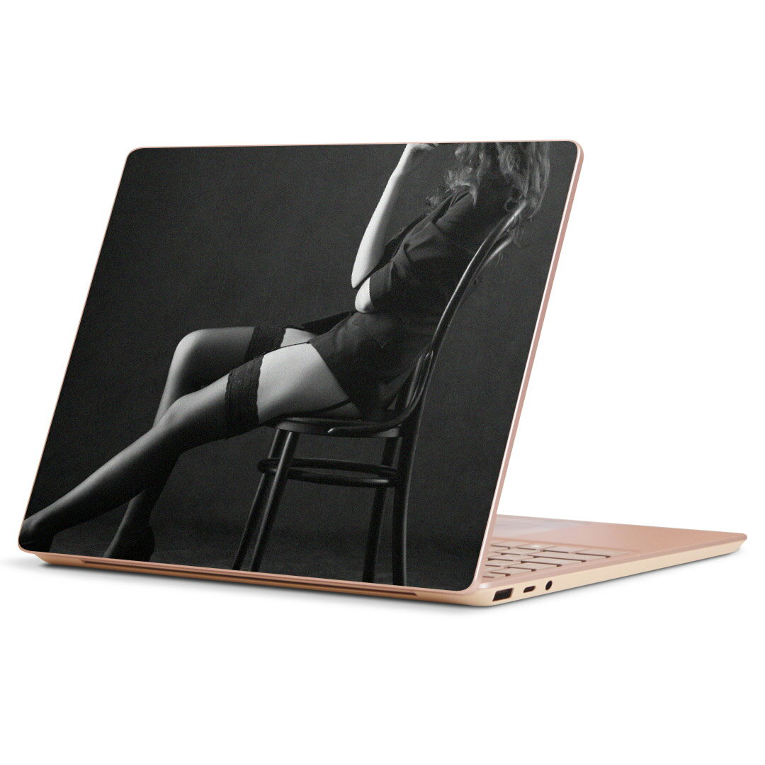 Surface Laptop Go (2020) 専用 スキンシール Microsoft サーフェス サーフィス ノートブック ノートパソコン カバー ケース フィルム ステッカー アクセサリー 保護 008934 写真　人物　モノクロ　黒　ブラック