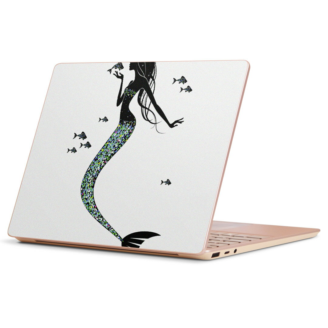 Surface Laptop Go (2020) 専用 スキンシール Microsoft サーフェス サーフィス ノートブック ノートパソコン カバー ケース フィルム ステッカー アクセサリー 保護 010279 人魚　マーメイド　モノクロ