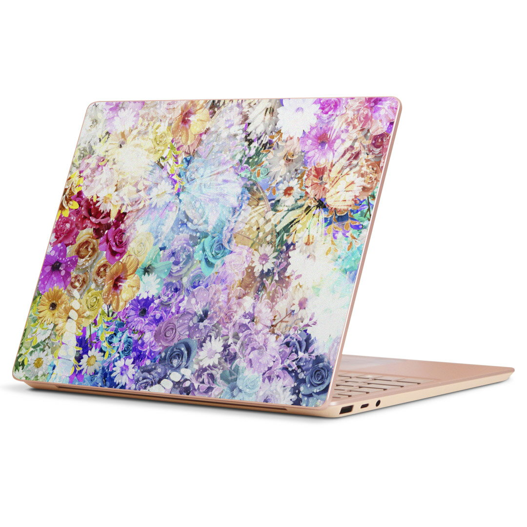 Surface Laptop Go (2020) 専用 スキンシール Microsoft サーフェス サーフィス ノートブック ノートパソコン カバー ケース フィルム ステッカー アクセサリー 保護 012478 花　蝶　綺麗