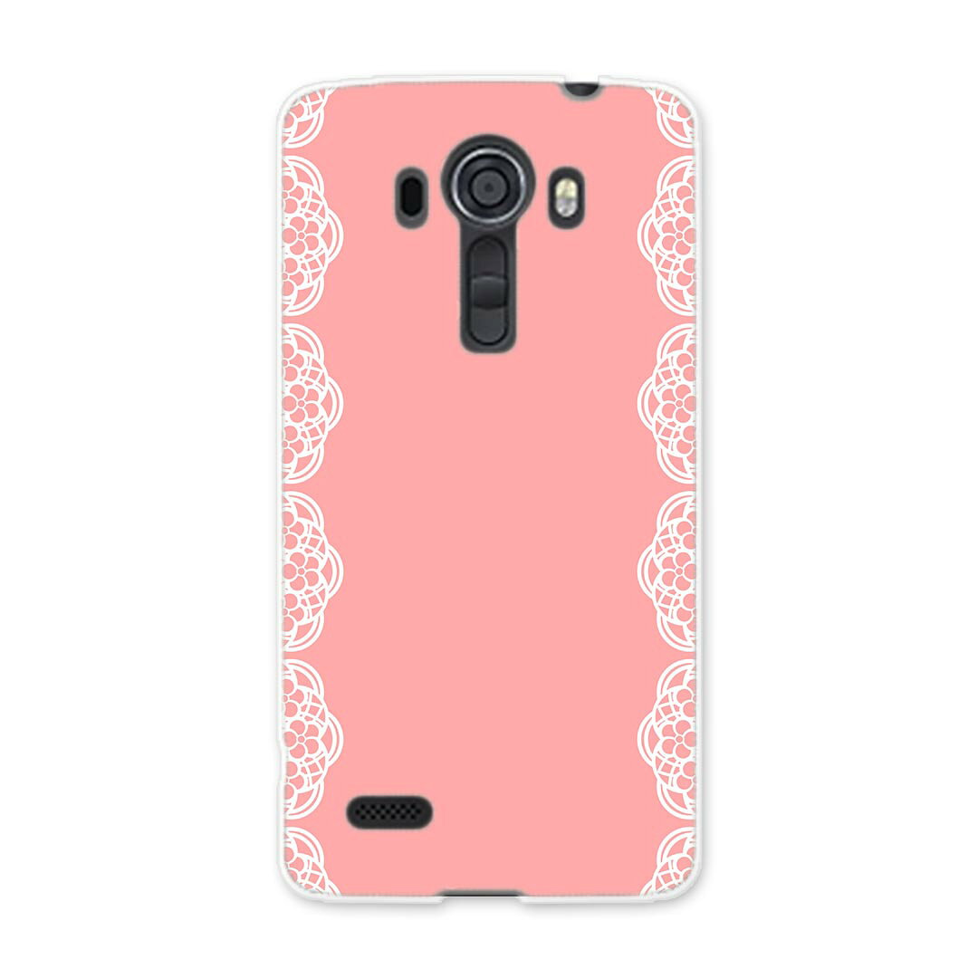 LGV32 isai vivid イサイ LG Electronics LGエレクトロニクス au エーユー lgv32 スマホ カバー ケース スマホケース スマホカバー TPU ソフトケース 009820 フラワー　レース　ピンク