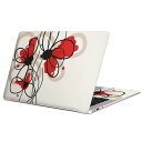 MacBook 用 スキンシール マックブック 13インチ 〜 16インチ MacBook Pro / MacBook Air 各種対応 ノートパソコン カバー ケース フィルム ステッカー アクセサリー 保護 005043 花　赤　シンプル