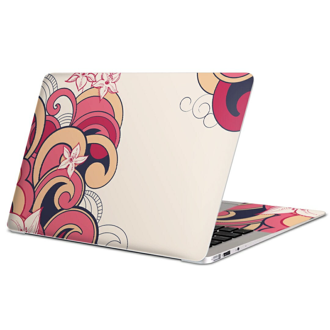 MacBook 用 スキンシール マックブック 13インチ 〜 16インチ MacBook Pro / MacBook Air 各種対応 ノートパソコン カバー ケース フィルム ステッカー アクセサリー 保護 005052 花 ピンク イラスト