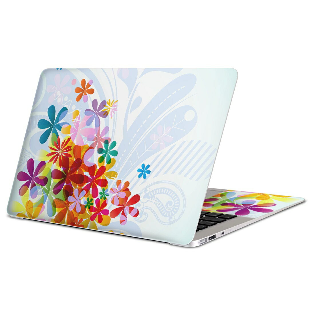 MacBook 用 スキンシール マックブック 13インチ 〜 16インチ MacBook Pro / MacBook Air 各種対応 ノートパソコン カバー ケース フィルム ステッカー アクセサリー 保護 005071 花　カラフル　イラスト