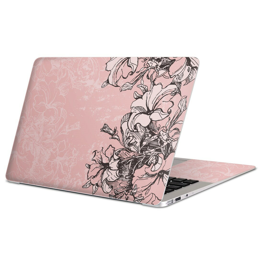 MacBook 用 スキンシール マックブック 13インチ 〜 16インチ MacBook Pro / MacBook Air 各種対応 ノートパソコン カバー ケース フィルム ステッカー アクセサリー 保護 006321 花 ピンク