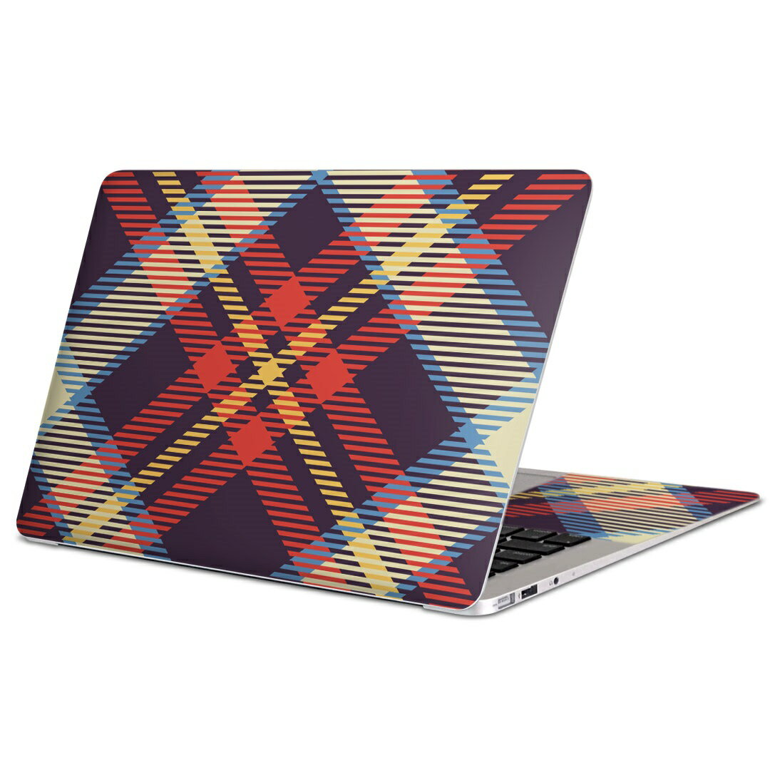 MacBook 用 スキンシール マックブック 13インチ 〜 16インチ MacBook Pro / MacBook Air 各種対応 ノートパソコン カバー ケース フィルム ステッカー アクセサリー 保護 007426 チェック　模様　赤　レッド