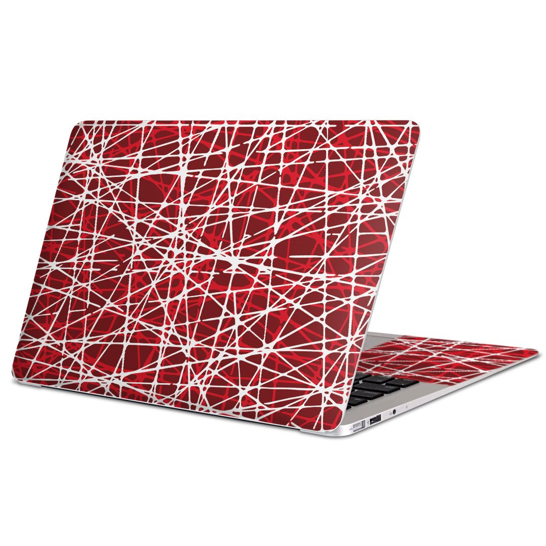 MacBook 用 スキンシール マックブック 13インチ 〜 16インチ MacBook Pro / MacBook Air 各種対応 ノートパソコン カバー ケース フィルム ステッカー アクセサリー 保護 007875 赤　レッド　模様　線　ライン