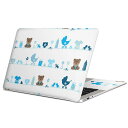 MacBook 用 スキンシール マックブック 13インチ ~ 16インチ MacBook Pro / MacBook Air 各種対応 ノートパソコン カバー ケース フィルム ステッカー アクセサリー 保護 008199 水色 熊 テディベア 花