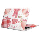 MacBook 用 スキンシール マックブック 13インチ ~ 16インチ MacBook Pro / MacBook Air 各種対応 ノートパソコン カバー ケース フィルム ステッカー アクセサリー 保護 008301 バレンタイン ピンク リボン ハート