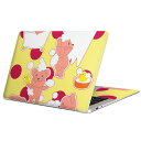 MacBook 用 スキンシール マックブック 13インチ 〜 16インチ MacBook Pro / MacBook Air 各種対応 ノートパソコン カバー ケース フィルム ステッカー アクセサリー 保護 008373 テディベア　イラスト　ピンク　黄色