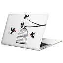 MacBook 用 スキンシール マックブック 13インチ 〜 16インチ MacBook Pro / MacBook Air 各種対応 ノートパソコン カバー ケース フィルム ステッカー アクセサリー 保護 009368 鳥　ハート　モノクロ