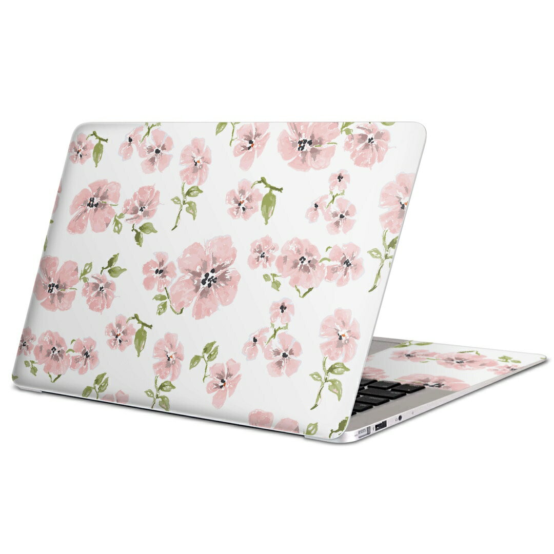MacBook 用 スキンシール マックブック 13インチ 〜 16インチ MacBook Pro / MacBook Air 各種対応 ノートパソコン カバー ケース フィルム ステッカー アクセサリー 保護 010754 花　　ピンク