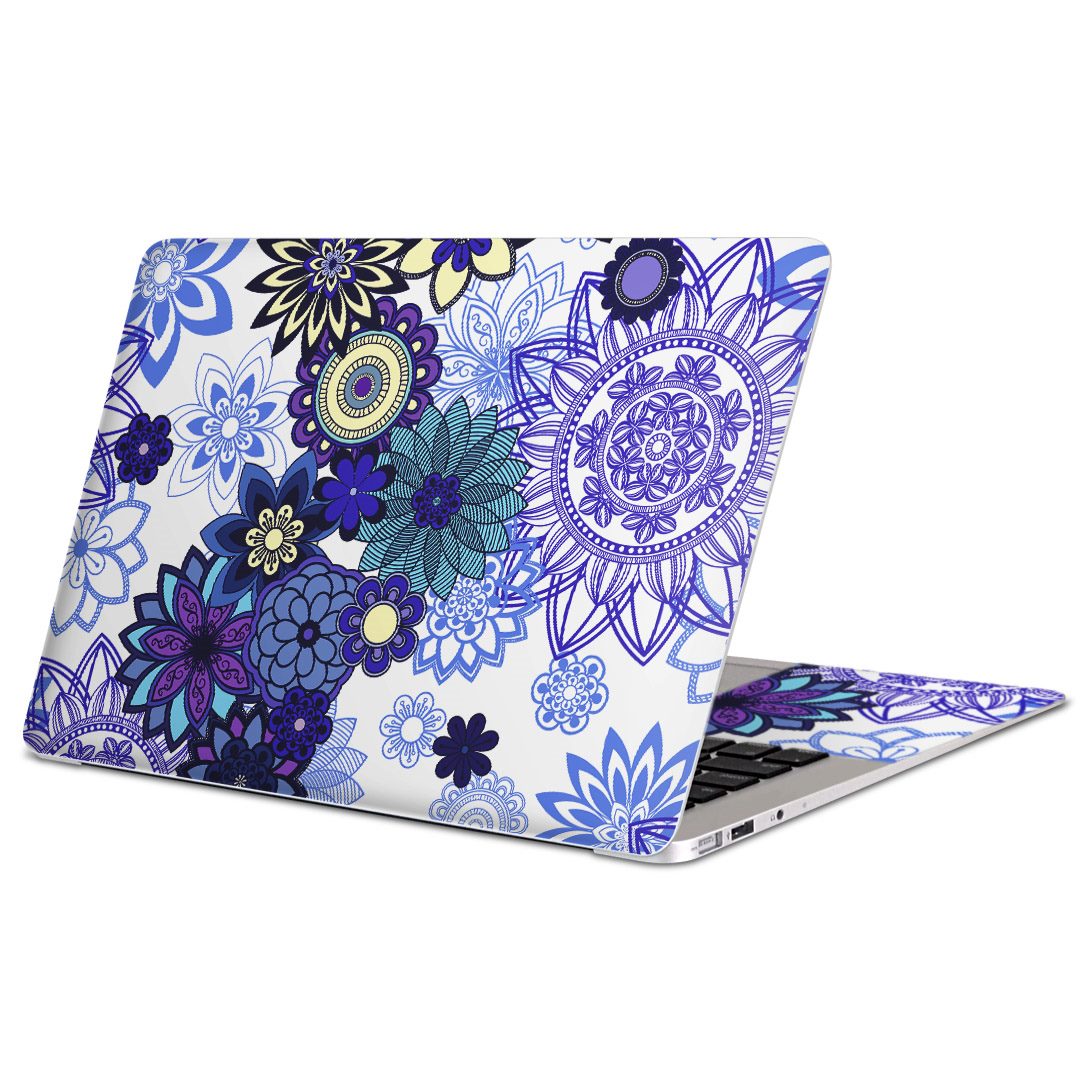 MacBook 用 スキンシール マックブック 13インチ 〜 16インチ MacBook Pro / MacBook Air 各種対応 ノートパソコン カバー ケース フィルム ステッカー アクセサリー 保護 011728 花　　紫