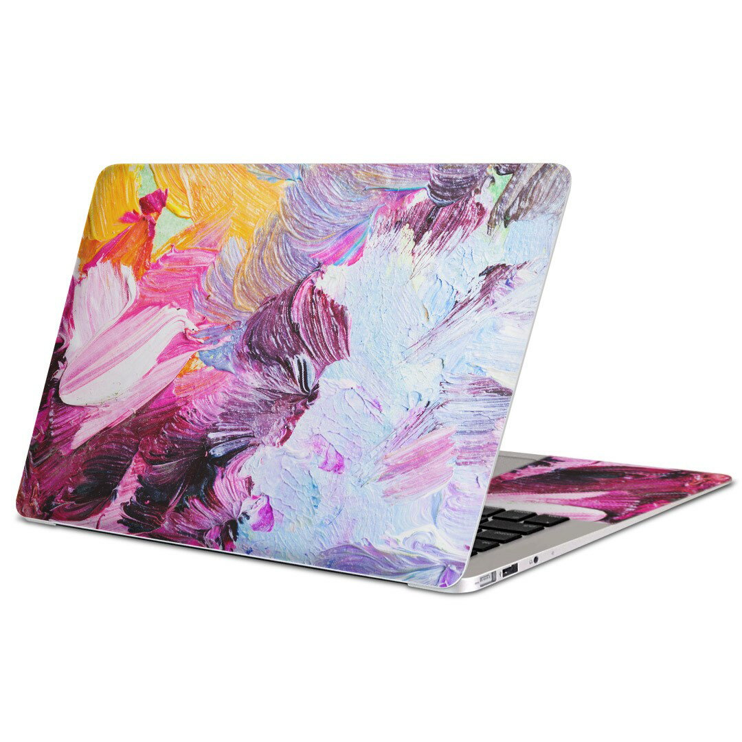MacBook 用 スキンシール マックブック 13インチ 〜 16インチ MacBook Pro / MacBook Air 各種対応 ノートパソコン カバー ケース フィルム ステッカー アクセサリー 保護 012178 白　絵画　絵の具