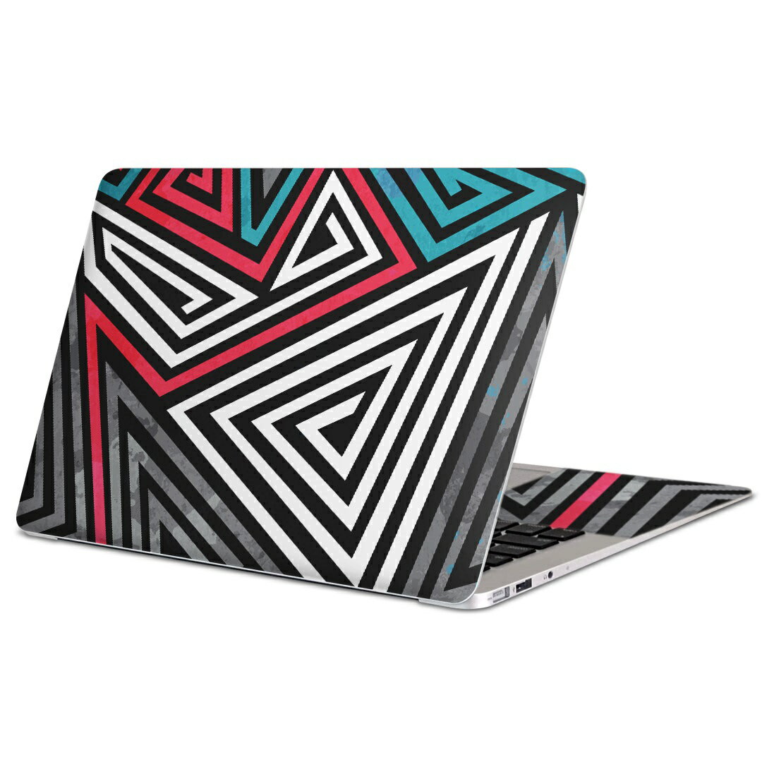 MacBook 用 スキンシール マックブック 13インチ 〜 16インチ MacBook Pro / MacBook Air 各種対応 ノートパソコン カバー ケース フィルム ステッカー アクセサリー 保護 012421 白黒　ピンク　三角