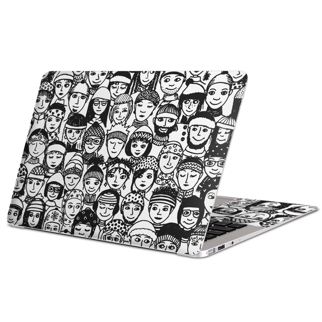 MacBook 用 スキンシール マックブック 13インチ 〜 16インチ MacBook Pro / MacBook Air 各種対応 ノートパソコン カバー ケース フィルム ステッカー アクセサリー 保護 012792 人物　イラスト　モノトーン