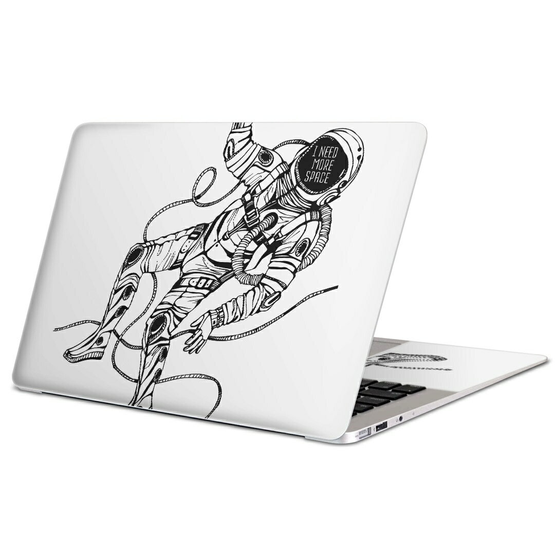 MacBook 用 スキンシール マックブック 13インチ 〜 16インチ MacBook Pro / MacBook Air 各種対応 ノートパソコン カバー ケース フィルム ステッカー アクセサリー 保護 013333 宇宙　宇宙服　モノトーン