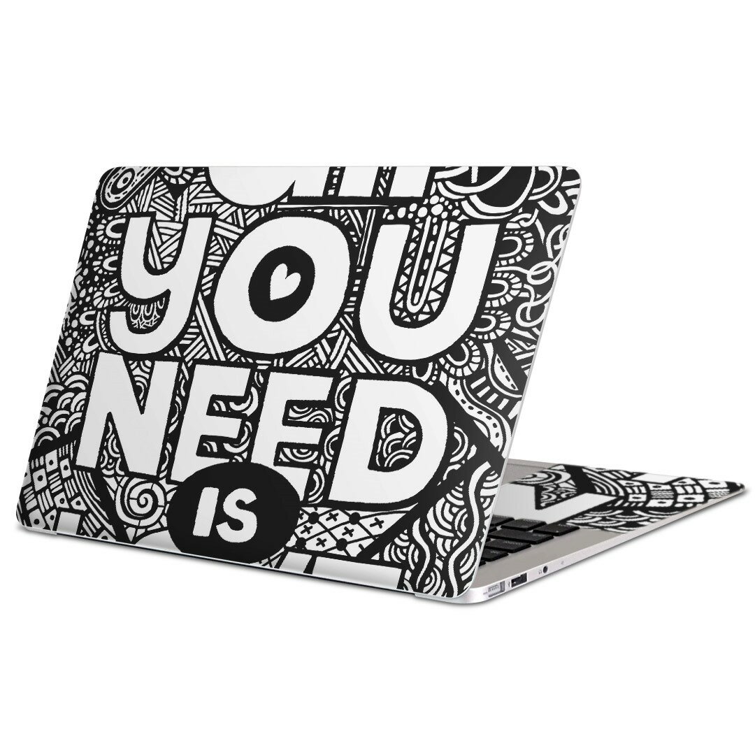 MacBook 用 スキンシール マックブック 13インチ 〜 16インチ MacBook Pro / MacBook Air 各種対応 ノートパソコン カバー ケース フィルム ステッカー アクセサリー 保護 014244 英語　文字　ハート