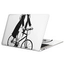MacBook 用 スキンシール マックブック 13インチ ~ 16インチ MacBook Pro / MacBook Air 各種対応 ノートパソコン カバー ケース フィルム ステッカー アクセサリー 保護 017774 女の子 白黒 自転車 女の子 白黒 自転車