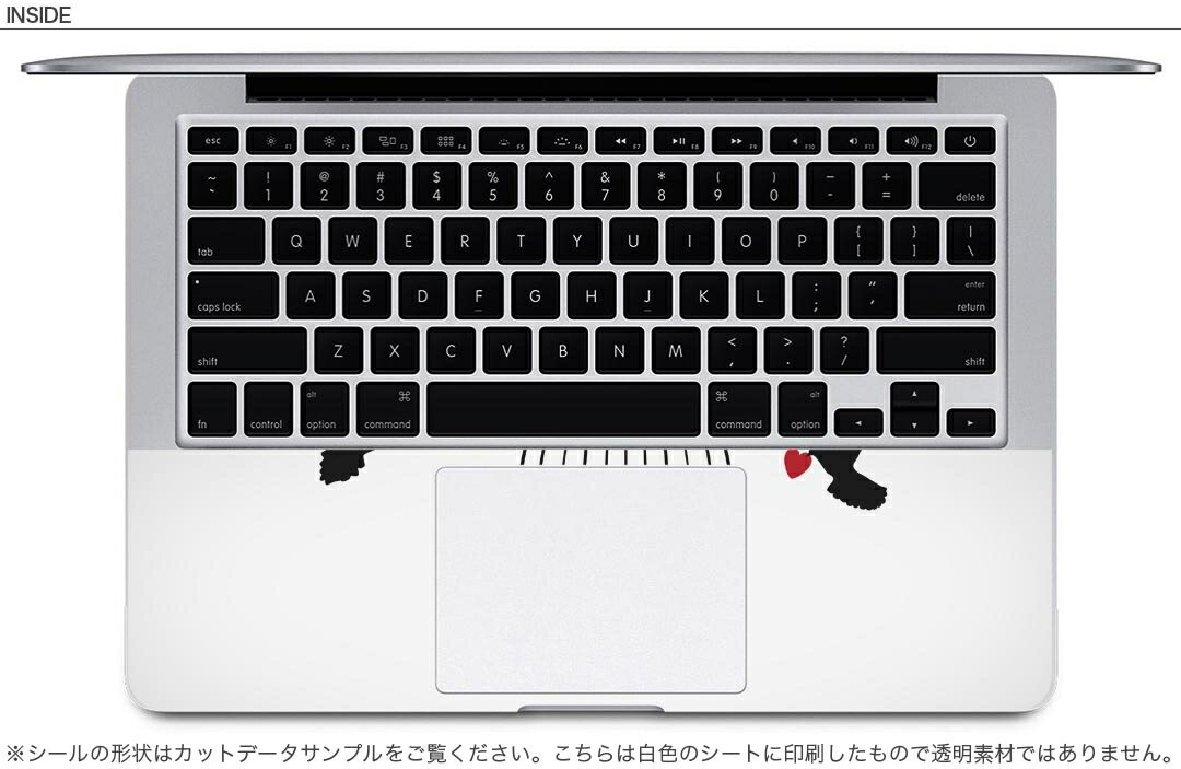 MacBook 用 スキンシール マックブック 13インチ 〜 16インチ MacBook Pro / MacBook Air 各種対応 ノートパソコン カバー ケース フィルム ステッカー アクセサリー 保護 009368 鳥　ハート　モノクロ 3