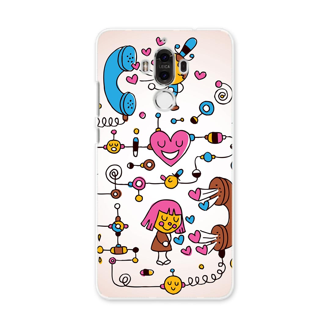 HUAWEI Mate 9 ファーウェイ mate9 simfree SIMフリー スマホ カバー ケース スマホケース スマホカバー PC ハードケース イラスト 電話 ハート キャラクター ユニーク 008101