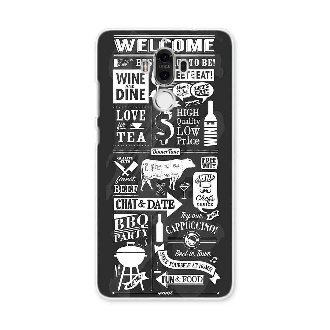 HUAWEI Mate 9 ファーウェイ mate9 simfree SIMフリー スマホ カバー ケース スマホケース スマホカバー PC ハードケース 英語　メニュー　カフェ 010297