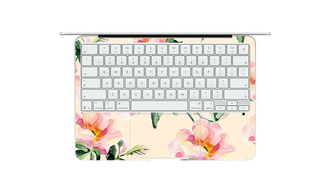MacBook Neo 13インチ スキンシール 全面 保護 きせかえ カバー ステッカー ノートPC おしゃれ 貼るだけ 傷防止 igsticker 花柄　花　ベージュ — vista 3