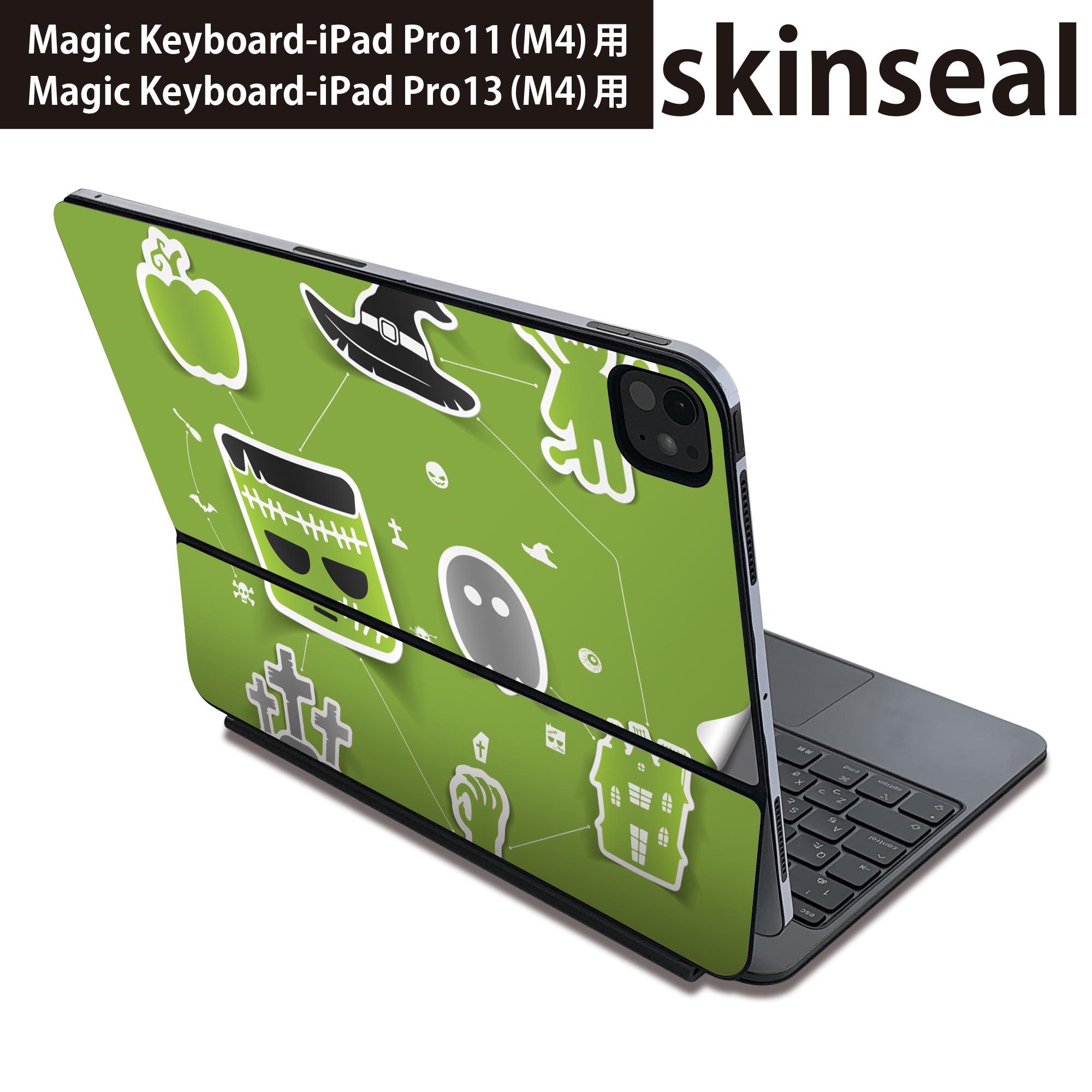 乐天商城 - マジックキーボード 用 スキンシール 11インチ 13インチ iPad Pro11(M4) iPad Pro13(M4)用 2024年発売 第5世代 Magic Keyboard 対応 前面 背面 保護シール 人気 ハロウィン　キャラクター 007116