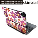 マジックキーボード 用 スキンシール 11インチ 13インチ iPad Pro11(M4) iPad Pro13(M4)用 2024年発売 第5世代 Magic Keyboard 対応 前面 背面 保護シール 人気 花 カラフル ピンク 模様 008227(2)