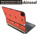 マジックキーボード 用 スキンシール 11インチ 13インチ iPad Pro11(M4) iPad Pro13(M4)用 2024年発売 第5世代 Magic Keyboard 対応 前面 背面 保護シール 人気 果物 スイカ 赤 緑 010433