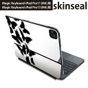 マジックキーボード 用 スキンシール 11インチ 13インチ iPad Pro11(M4) iPad Pro13(M4)用 2024年発売 第5世代 Magic Keyboard 対応 前面 背面 保護シール 人気 蝶 モノトーン 白黒 012194(2)