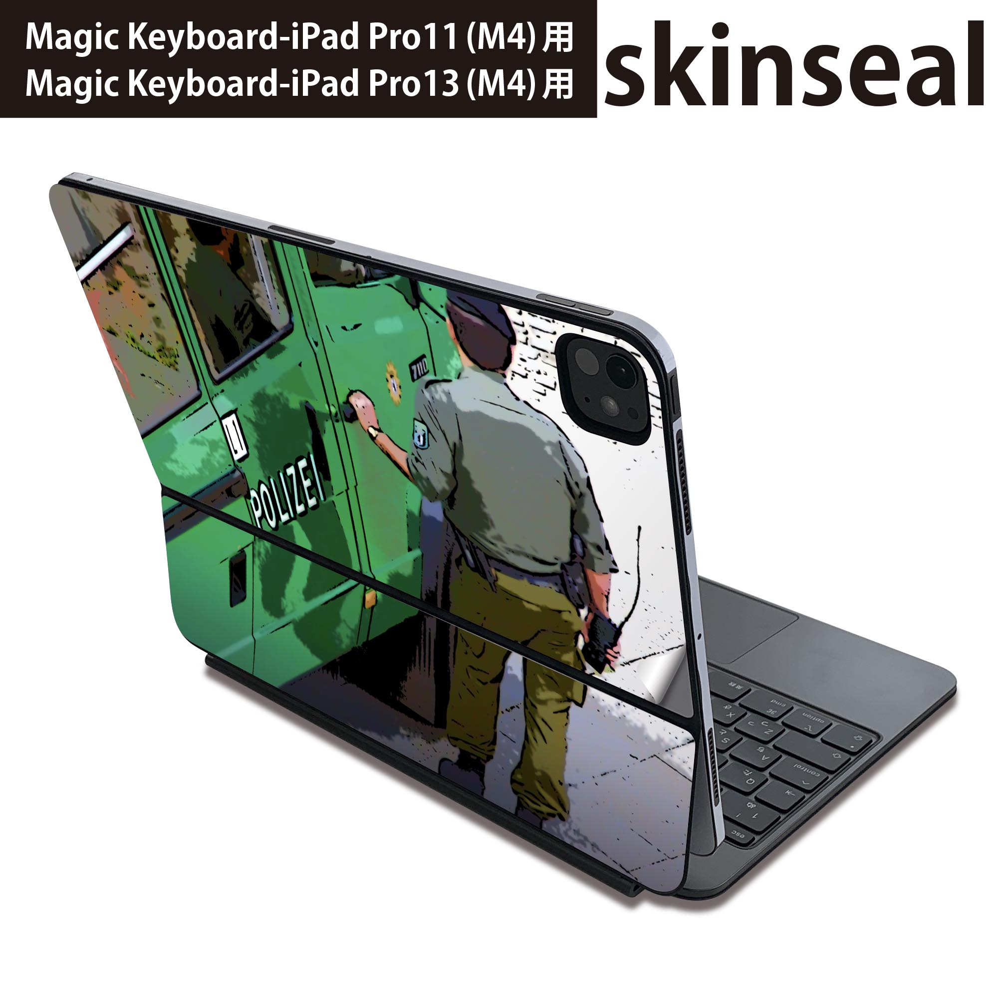 マジックキーボード 用 スキンシール 11インチ 13インチ iPad Pro11(M4) iPad Pro13(M4)用 2024年発売 第5世代 Magic Keyboard 対応 前面 背面 保護シール 人気 外国　ポリス 013840