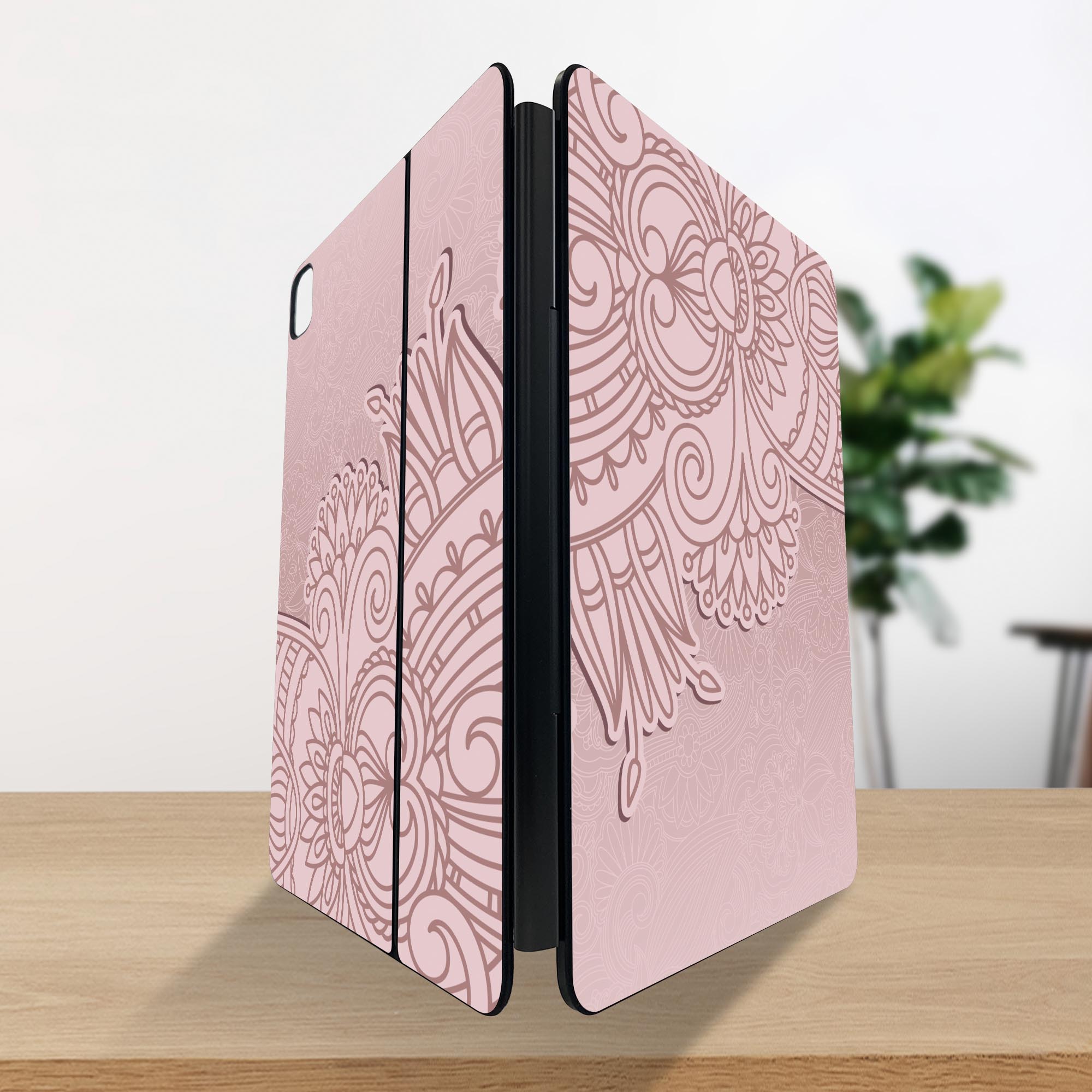 マジックキーボード 用 スキンシール 11インチ 13インチ iPad Pro11(M4) iPad Pro13(M4)用 2024年発売 第5世代 Magic Keyboard 対応 前面 背面 保護シール 人気 模様　花　ピンク 003491