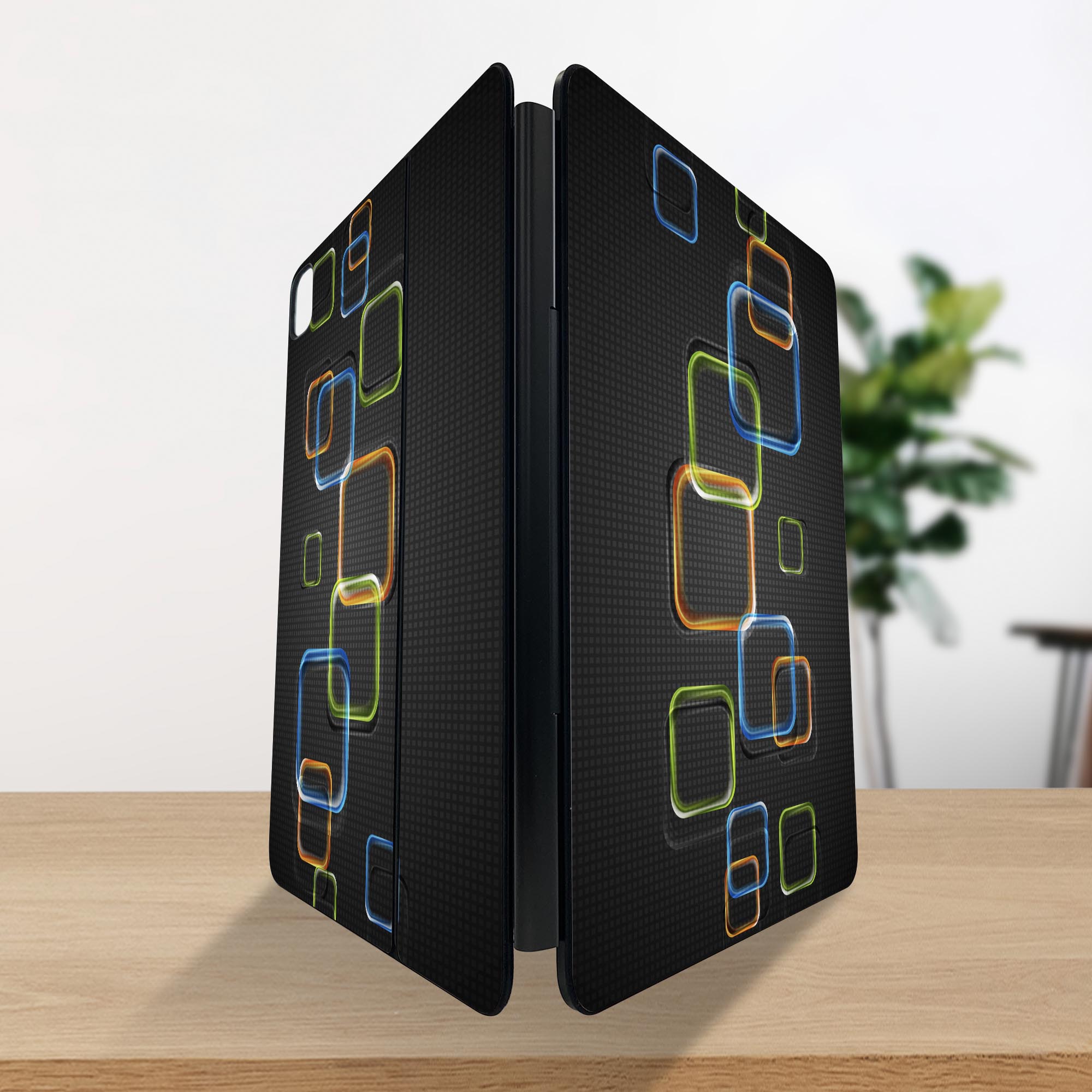 マジックキーボード 用 スキンシール 11インチ 13インチ iPad Pro11(M4) iPad Pro13(M4)用 2024年発売 第5世代 Magic Keyboard 対応 前面 背面 保護シール 人気 四角　デザイン　黒　ブラック 008025