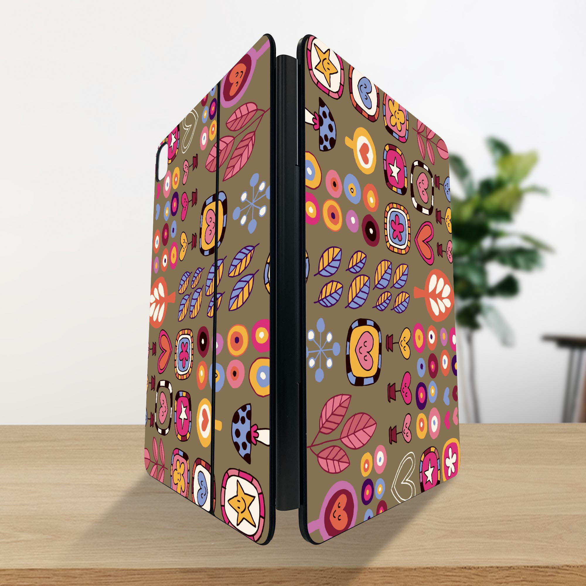 マジックキーボード 用 スキンシール 11インチ 13インチ iPad Pro11(M4) iPad Pro13(M4)用 2024年発売 第5世代 Magic Keyboard 対応 前面 背面 保護シール 人気 ハート　花　　イラスト 008145