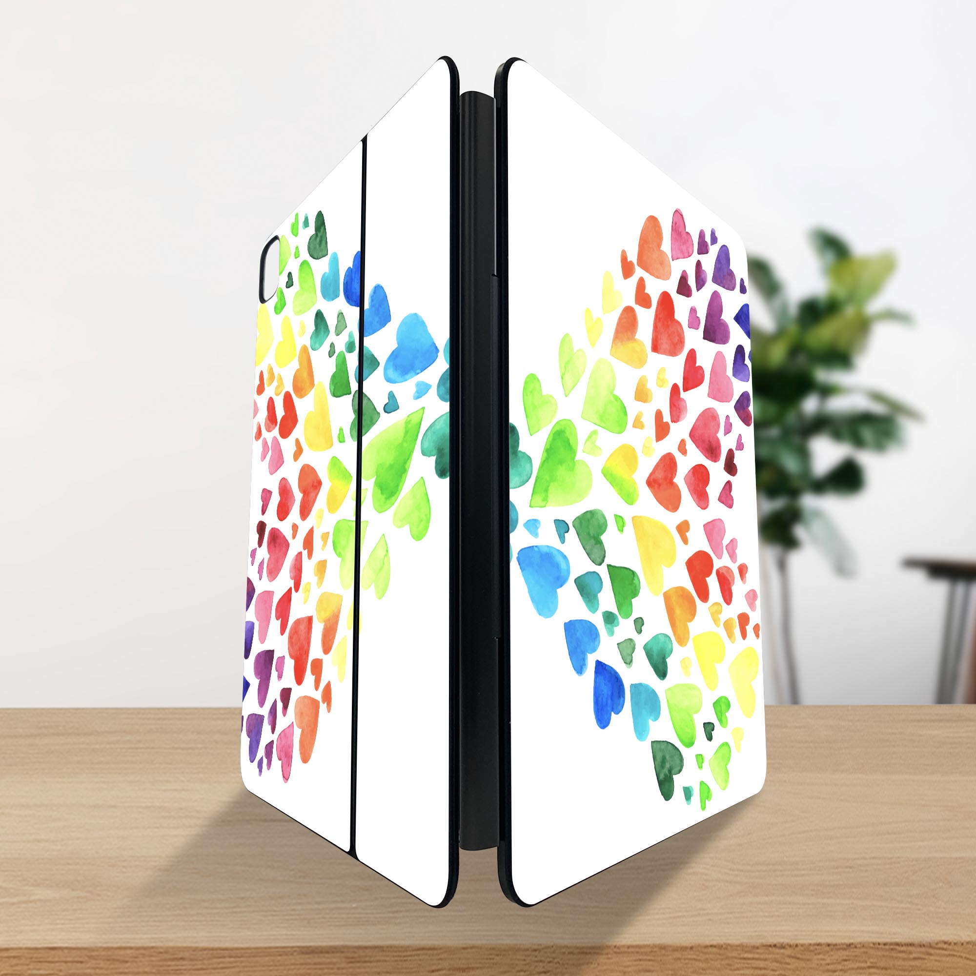 マジックキーボード 用 スキンシール 11インチ 13インチ iPad Pro11(M4) iPad Pro13(M4)用 2024年発売 第5世代 Magic Keyboard 対応 前面 背面 保護シール 人気 ハート　カラフル 014204 2