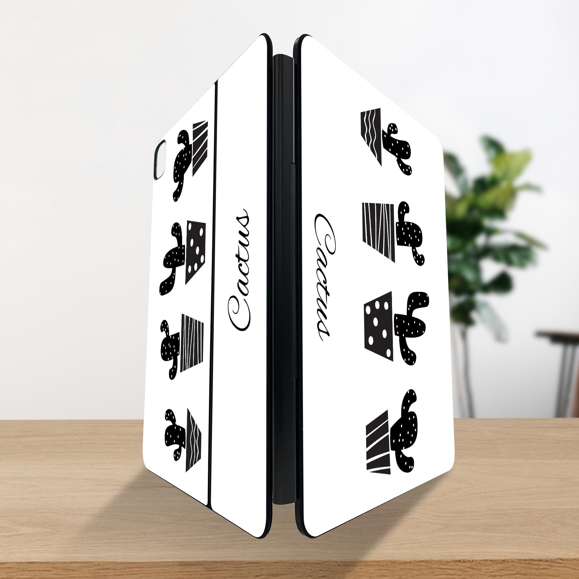 マジックキーボード 用 スキンシール 11インチ 13インチ iPad Pro11(M4) iPad Pro13(M4)用 2024年発売 第5世代 Magic Keyboard 対応 前面 背面 保護シール 人気 木　植物　モノクロ　サボテン 015713