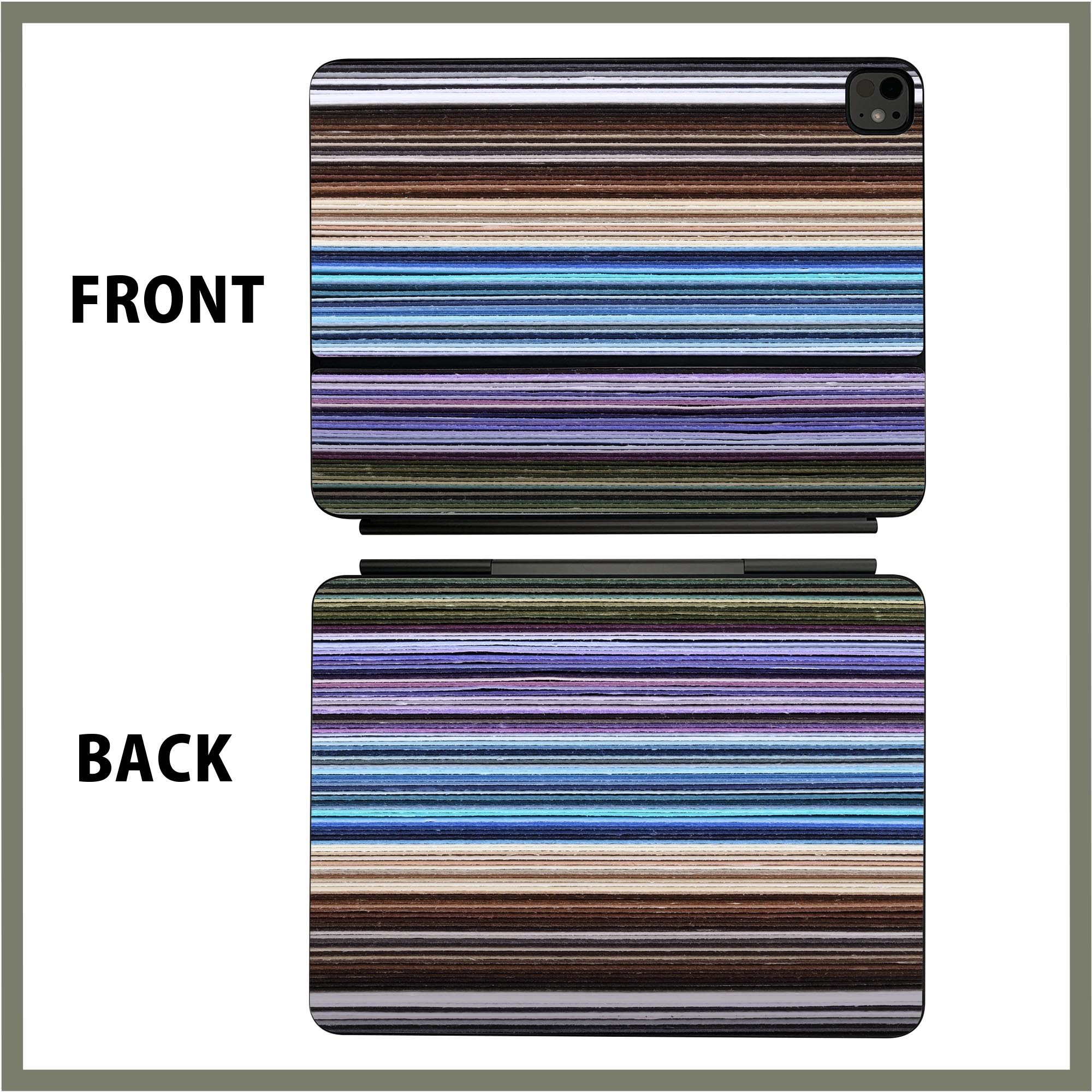 マジックキーボード 用 スキンシール 11インチ 13インチ iPad Pro11(M4) iPad Pro13(M4)用 2024年発売 第5世代 Magic Keyboard 対応 前面 背面 保護シール 人気 ボーダー　カラフル 000201